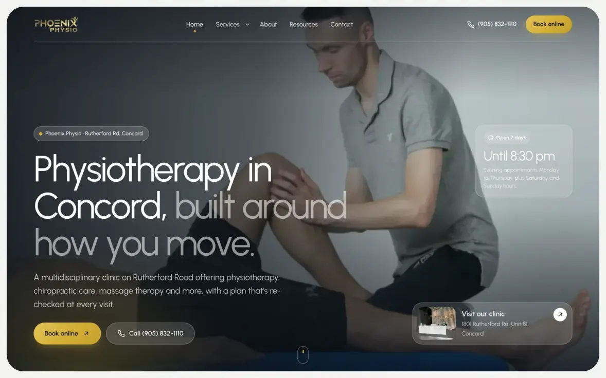 نمونه کار وب‌سایت کلینیک فیزیوتراپی Phoenix Physio — طراحی شده توسط نیسو وب