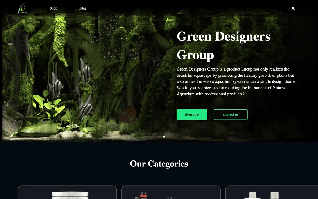 نمونه کار فروشگاه آکواریوم و پلنتاریوم Green Designers Group — طراحی شده توسط نیسو وب