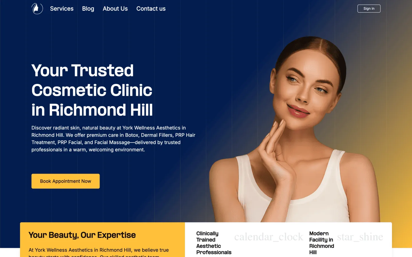 نمونه کار وب‌سایت York Wellness Aesthetics — طراحی شده توسط نیسو وب