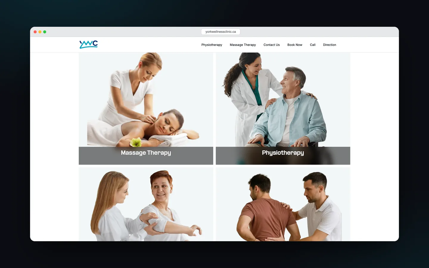 بخش معرفی خدمات وب‌سایت York Wellness Clinic