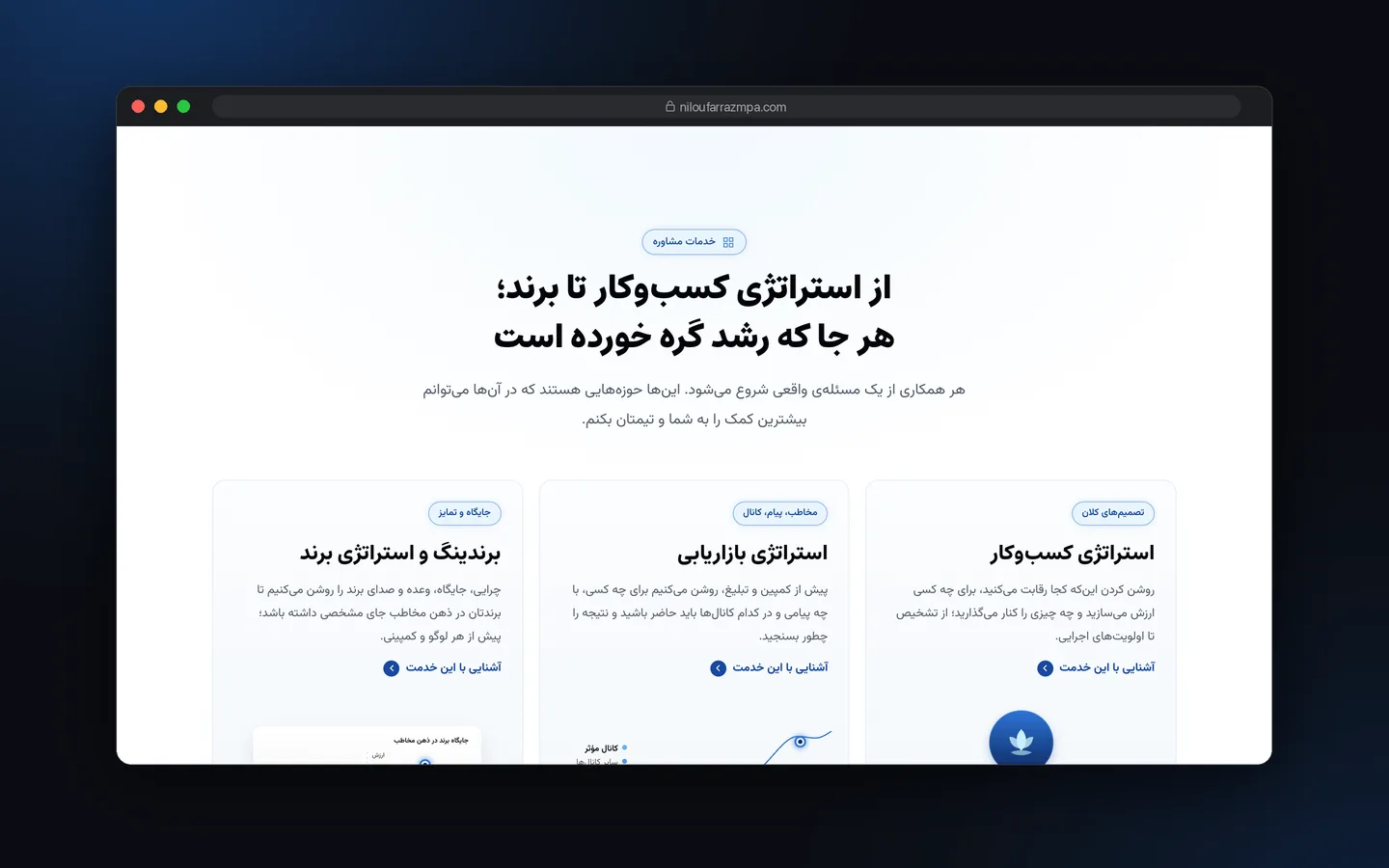 بخش خدمات مشاوره وب‌سایت نیلوفر رزم‌پا