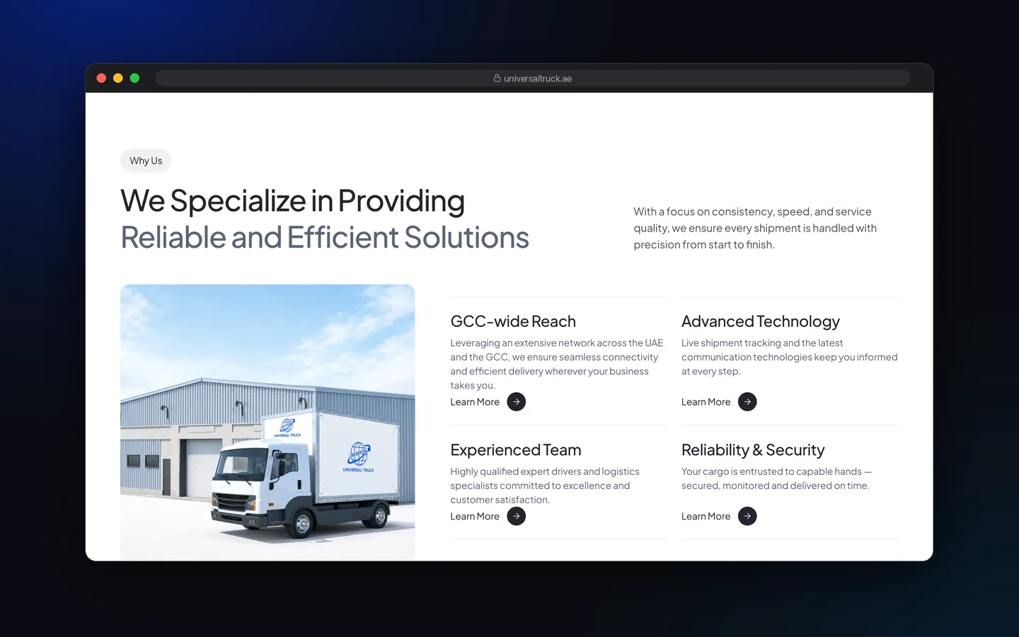 بخش چرا ما در وبسایت Universal Truck