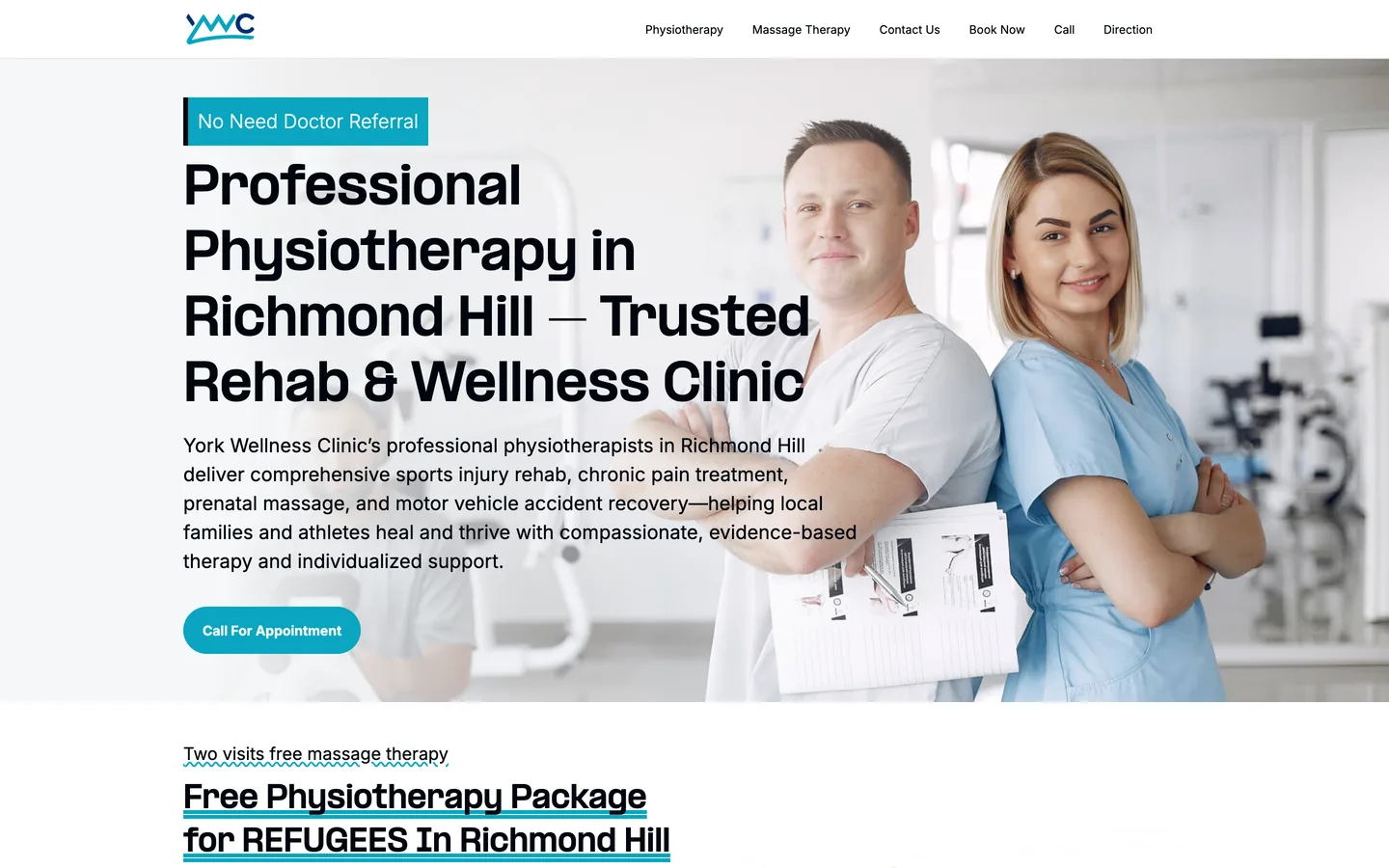 تصویر صفحه اصلی وبسایت کلینیک فیزیوتراپی York Wellness